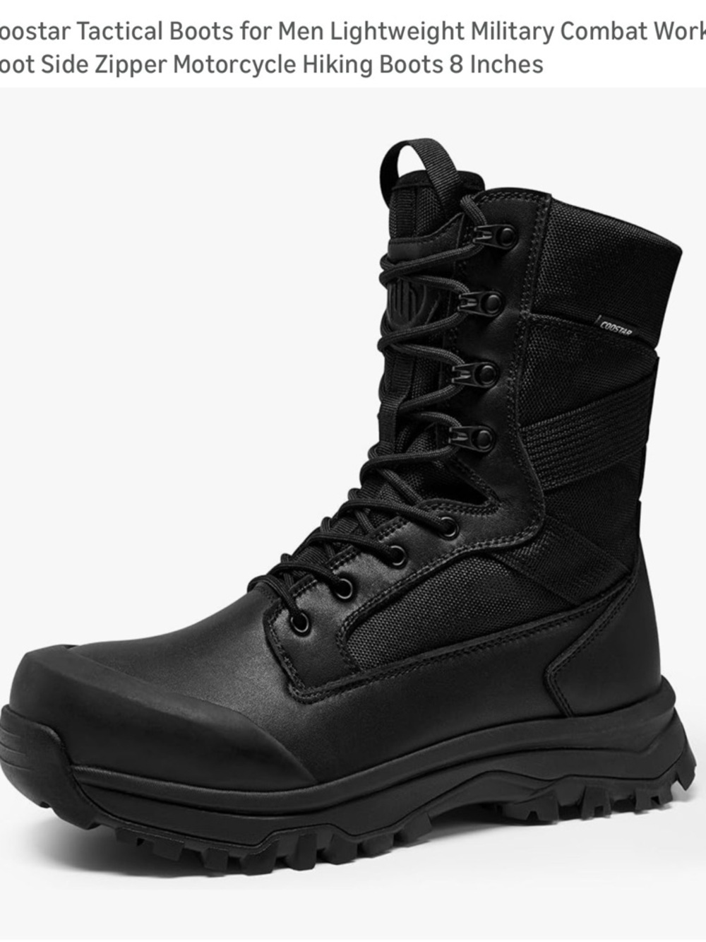 Men's Black Tactical Combat Boots - Lightweight Military Style